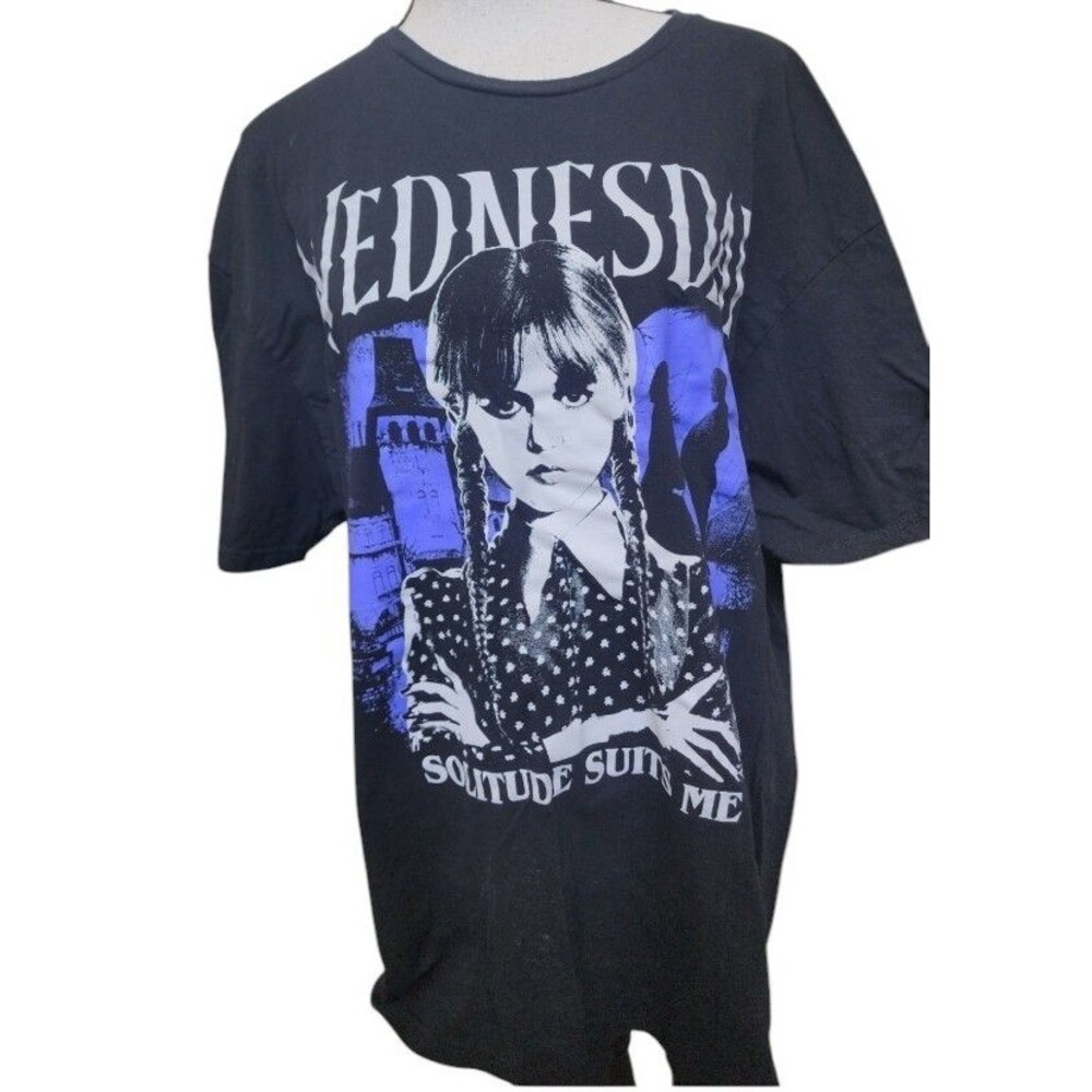 WEDNESDAY 'Solitude Suites Me' Black Tee Size XL